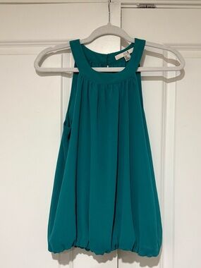 Forever 21 Teal Sleeveless Bubble Hem Halter Top